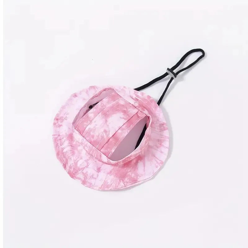 Pet Hats Cats Dogs Summer Sun Hats Open Ears Breathable Comfortable and Cute Bucket Hats Anti-strangulation Necks Adjustable