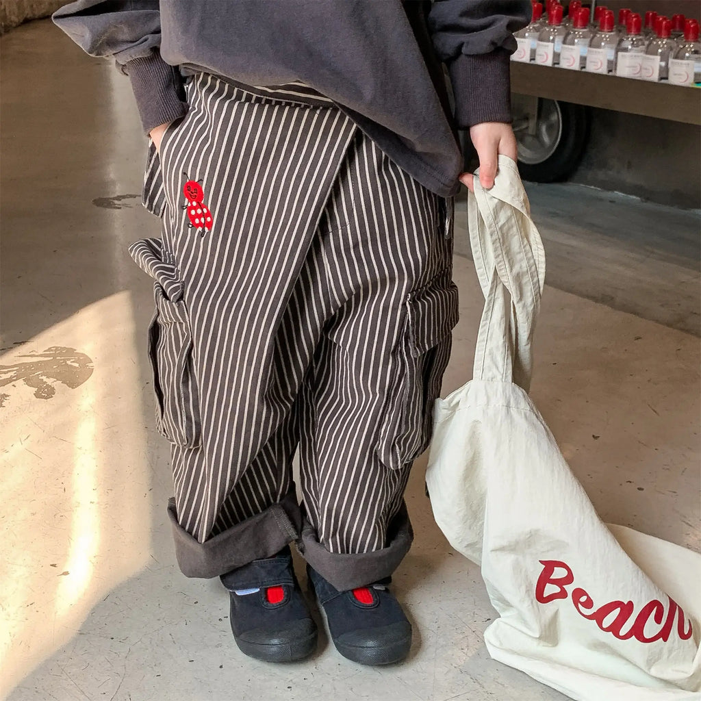 Children Pants 2025 Autumn New Children Clothing Korean Spring Autumn Washed Cotton Work Pants for Girls and Boys