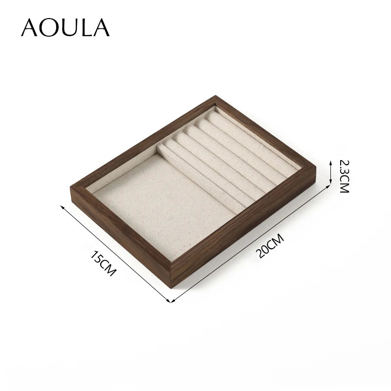 Stackable Ring Earring Jewelry Storage Multi Use Tray Bracelet Necklace Display Stand Holder Wooden Counter Top Drawer Organizer