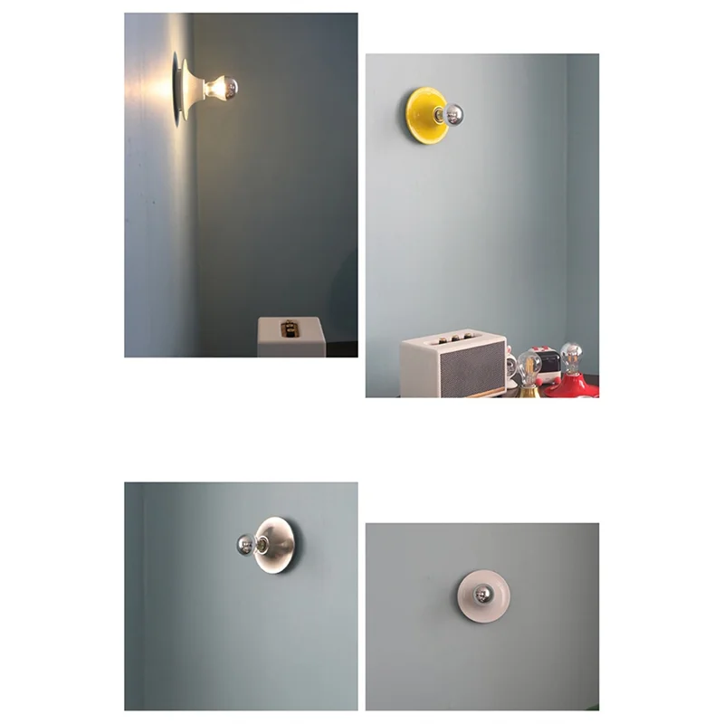 KYCOR-Retro Living Room For Home Bedroom LED Macaron Wall Lamp E27 Colorful Bedside Background Light Retractable Yellow