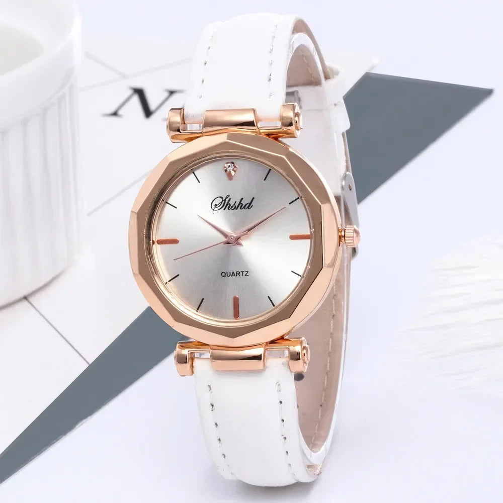 Casual Fashion Ladies Business Watch Women's Watches Women Leather Casual Watch Luxury Analog Quartz Crystal Wristwatch Relogio