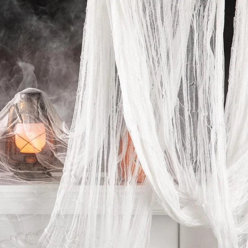 76x183cm Halloween Decorations Black Creepy Gauze Cloth Window Table Door Net Spooky Fancy Dress Party Haunted House Wall Decor