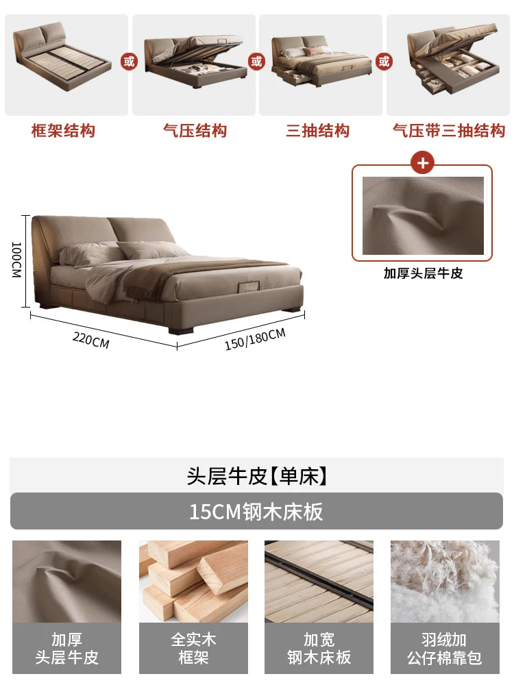 Bedroom Safe Wooden Bed Floor Double Comfortable Sleeping Large Size Bed Soft Fashion Interior Cama Matrimonial Furnitures