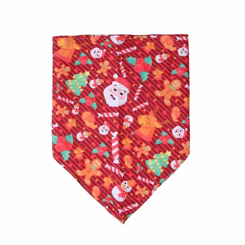 Festive Pet Bandanas Holiday Print Dog Cat Bibs Triangle Scarf Christmas Animal Accessories Drool Towel Party Costume Decor