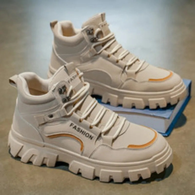 Male Footwear Rubber Men's Shoes 2025 Autumn New Casual Shoes High Top Outdoor Waterproof Anti Slip Man Ankle Boots