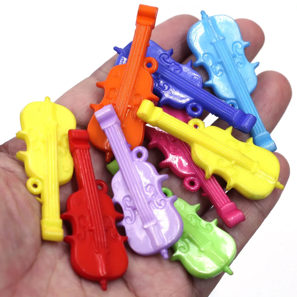 Pendants Guitar Musical Acrylic Mixed Colorful For Charms Necklace Jewelry DIY Making Finding 55x22mm