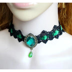 Sexy Gothic Chokers Crystal Black Lace Neck Choker Necklace Jewelry