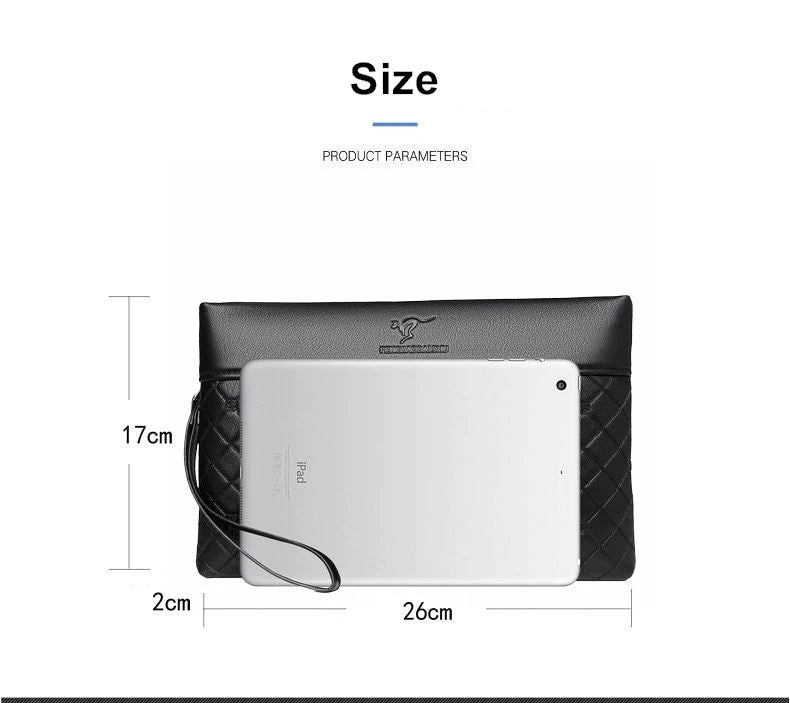 Men's  Clutches Handbag Plaid New Soft Leather Moneybags Casual Envelope Bag Fashion High Capacity Trend Style Business Gift