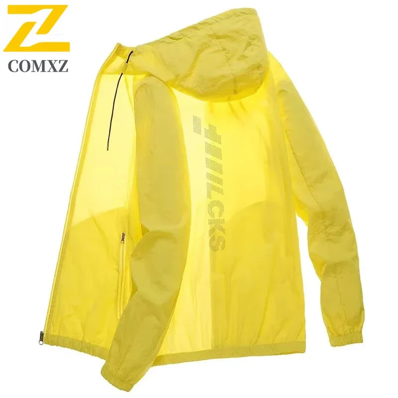 Summer Lightweight Jacket Men's Casual Quick-drying Breathable UV Sunscreen Hooded Coat Men Fishing Ultra-thin Skin Windbreaker