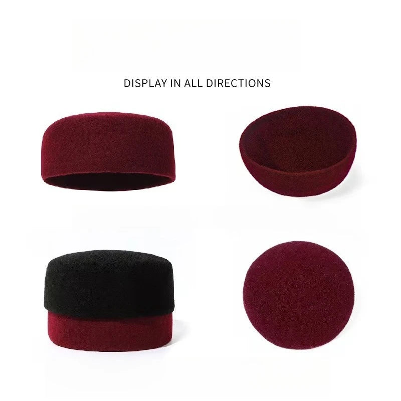 Men's Prayer Hats Muslim Real Wool Black Caps Elegant Headwear Islamic Hijabs Dancing Party Working 58-60cm Ethnic Hat