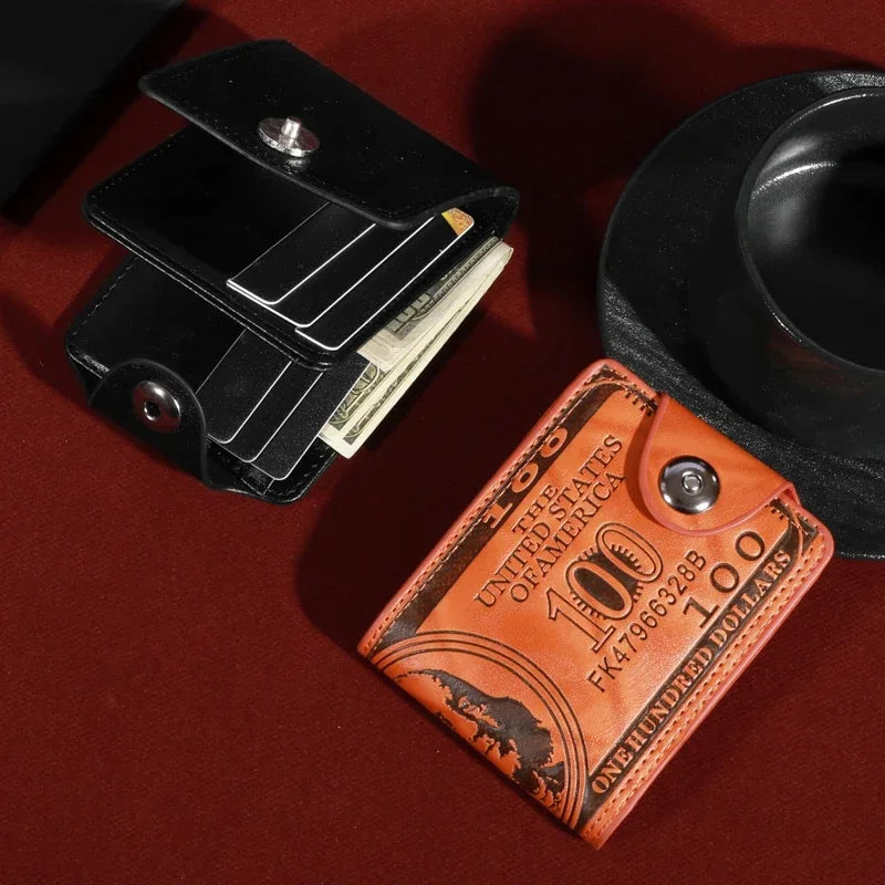 Men's Wallets With 100 US Dollar PatternWallet Male Leather Walet Photo Card HolderFashion Large Capacity Wallet Purse Bag