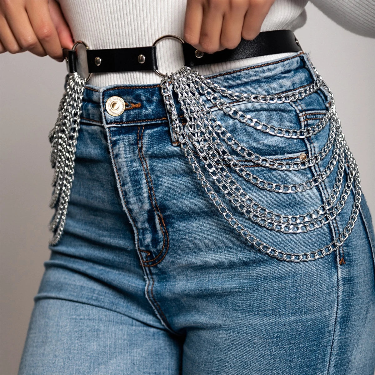Women Fashion Belt Street Style for Women Cool Punk Rock Pu Leather Belt With Leg Jeans Decorative Belt Goth Clothing Accessorie