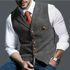 2025 Men's Formal Vests Lapel Tweed Plaid V-neck Waistcoat Slim Vest Business Formal Dress Suit Casual Wedding Tuxedo Male Vest