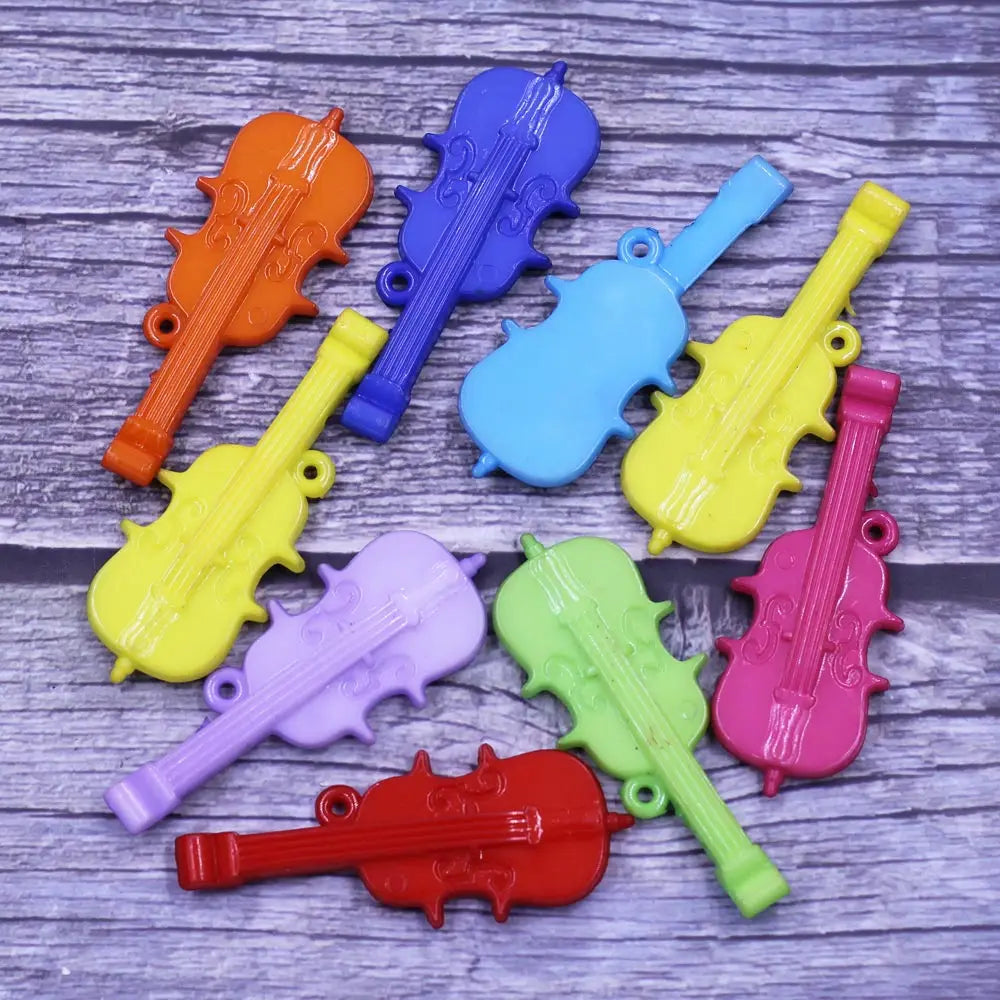 Pendants Guitar Musical Acrylic Mixed Colorful For Charms Necklace Jewelry DIY Making Finding 55x22mm