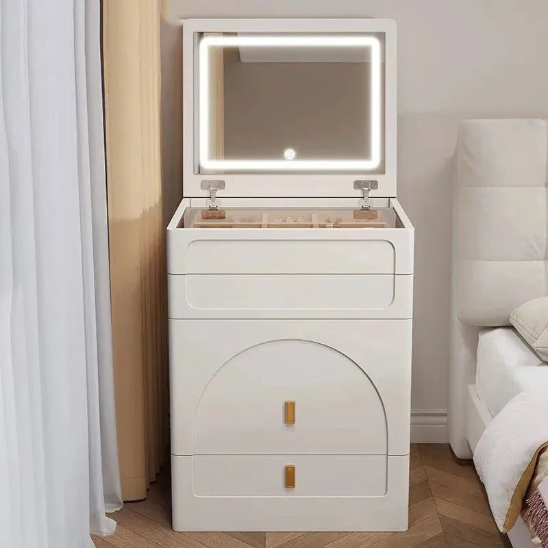Bedroom Makeup Vanities Illuminated Dressing Table Jewelry Toiletries Storage Locker Bedside Cabinet Vanity Table with Mirror