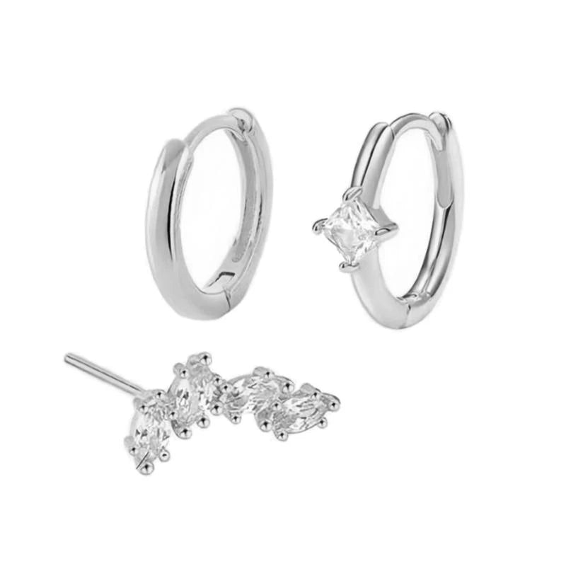 Studs Hoop Earrings Zirconia Piercings Earrings Fashion Jewelry for Women Girls