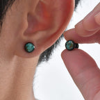 Natural Stone Stud Earrings for Men Boys,Stainless Steel Plated Round Small Earring,Stylish Jewelry Gifts