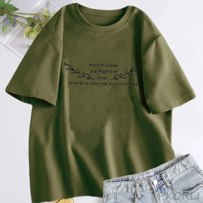Women's T-shirt Never Be So Clever You Forget To Be Kind Marjorie Lyrics T Shirt Women Cotton Short Sleeve T-shirts Streetwear
