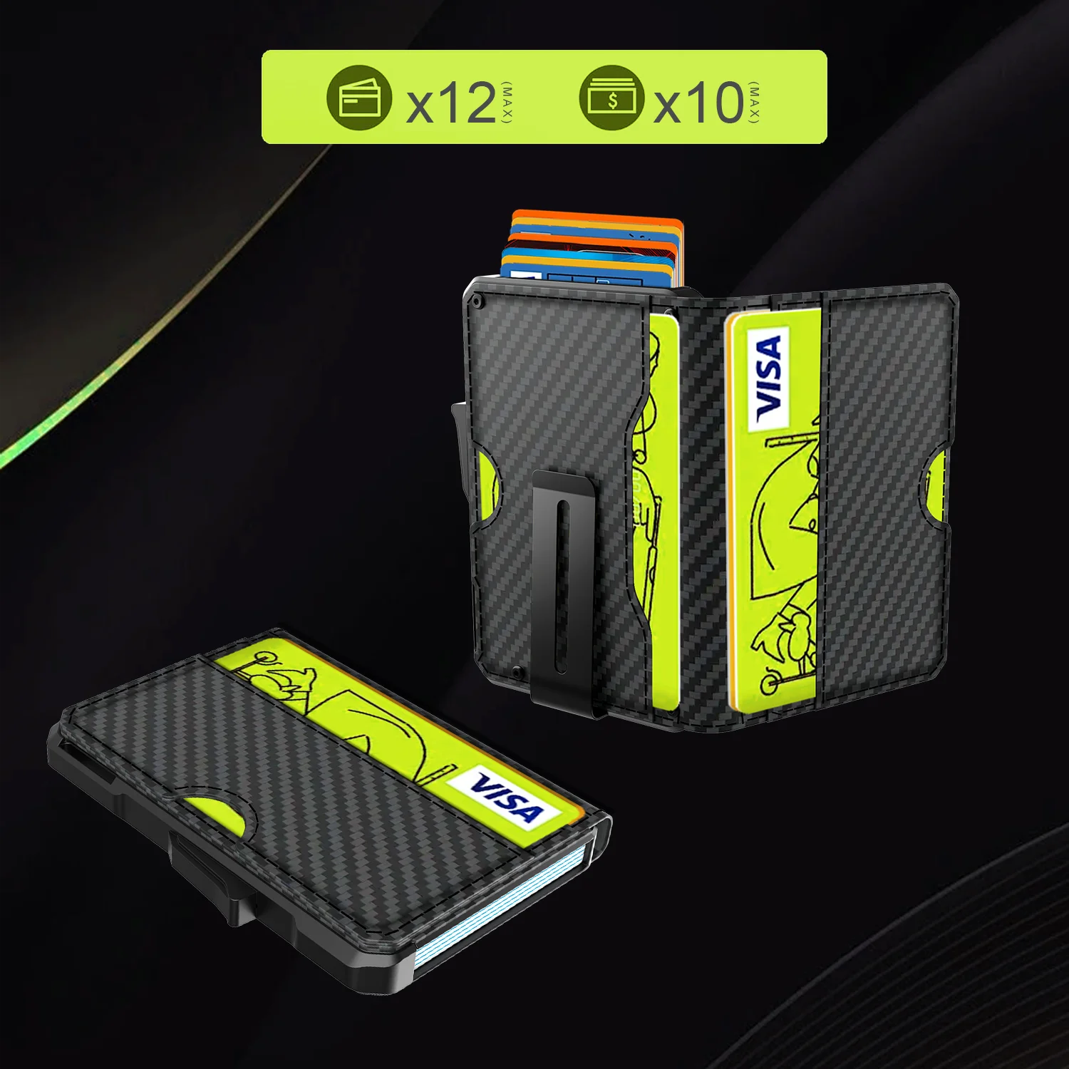 Wallet for Men - with Money Clip Slim Leather Slots Credit Card Holder RFID Blocking Bifold Minimalist Wallet