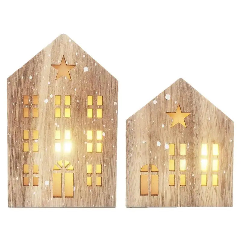 Christmas Wooden House Decor Creative House Shape Light Up Hanging Ornament Christmas Party Supplies Indoor Home Decoration