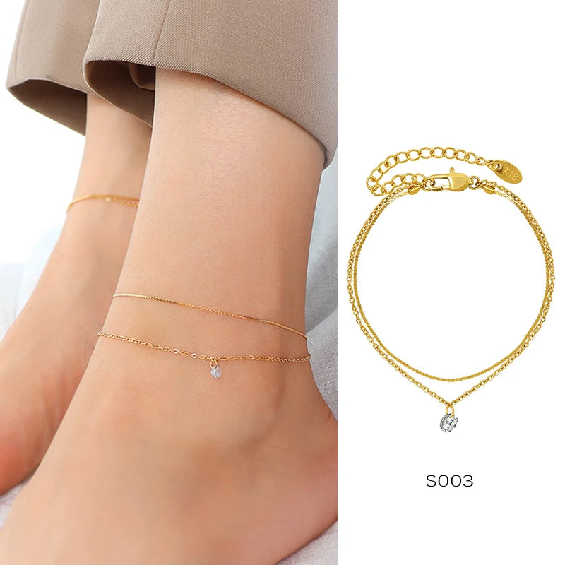 Anklets For Women Stainless Steel 18K Gold Plated High Quality No Tarnish Women's Ankle Bracelets Foot Chains Luxury Ankle Strap