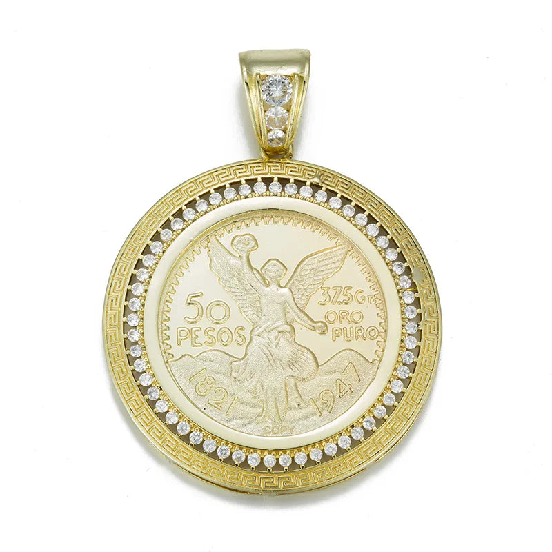 Pendants Catholic  virgin guadalupe  14K Gold Plated  50 Peso CZ  Medal Style  pendant for men  accessories Religious Pendants