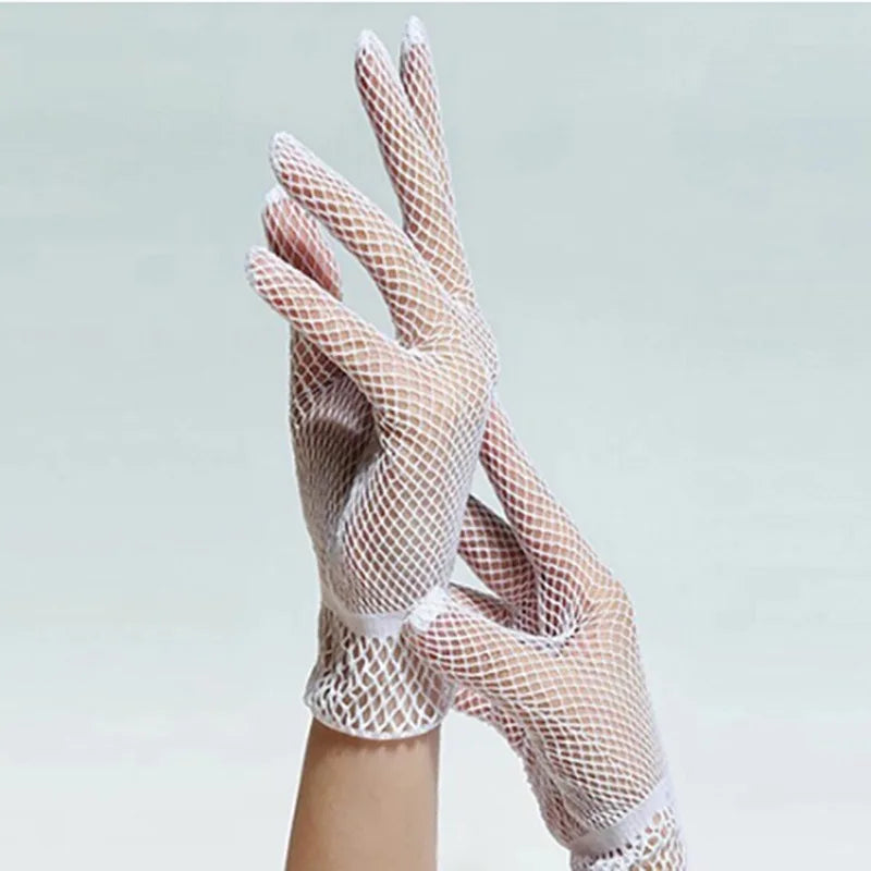 1 Pair Hot Sale Fishnet Mesh Glove Fashion Women Lady Girl Glove Protection Lace Elegant Lady Style Gloves Black and White