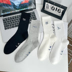 Men's Socks New Embroidery Fashion Solid Color Simple Basic Long Socks For Man Casual Sweat Absorption Cotton Socks Breathable