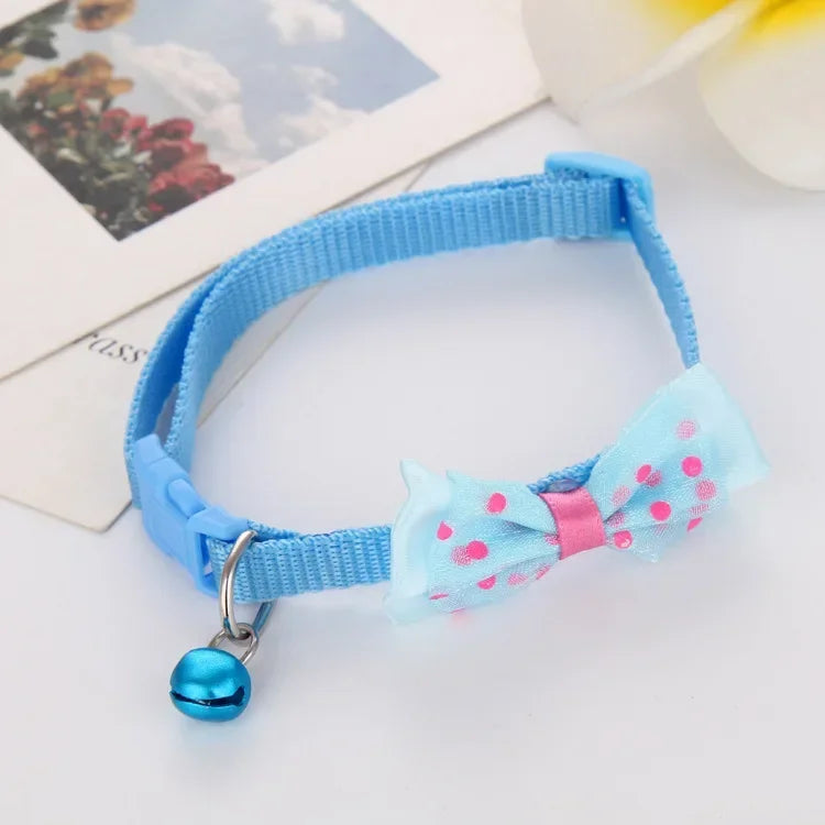 Pet Collar Adjustable Durable Cat Collars Cute Bow Kitten Necklace Soft Bell Puppy Lead Pet Product Dog Supplies Cat Accessories