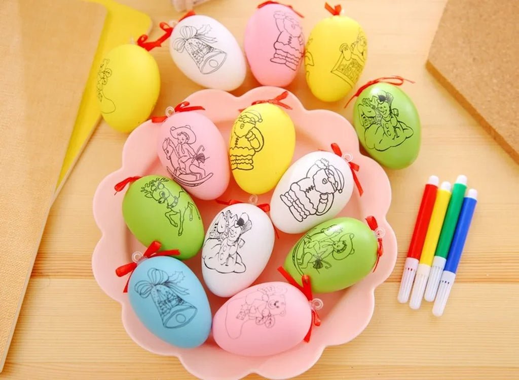 50pack Christmas Easter Funny Cartoon Children Handmade DIY Hand Painted Color Egg Toys Party Birthday Gifts