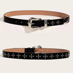 Fashion Belt For Women Designer Cross Rivet Waistband Punk Gothic Y2K Belt Female Hit Pop Desiner Elegant Jeans Belt Dark series