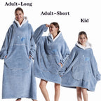 Winter Hoodies Sweatshirt Women Men Pullover Extra Long Warm Soft Fleece Giant TV Oversized Blanket with Long Flannel Sleeves