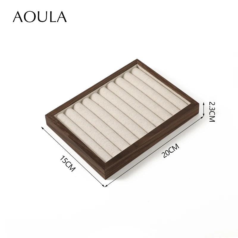 Stackable Ring Earring Jewelry Storage Multi Use Tray Bracelet Necklace Display Stand Holder Wooden Counter Top Drawer Organizer