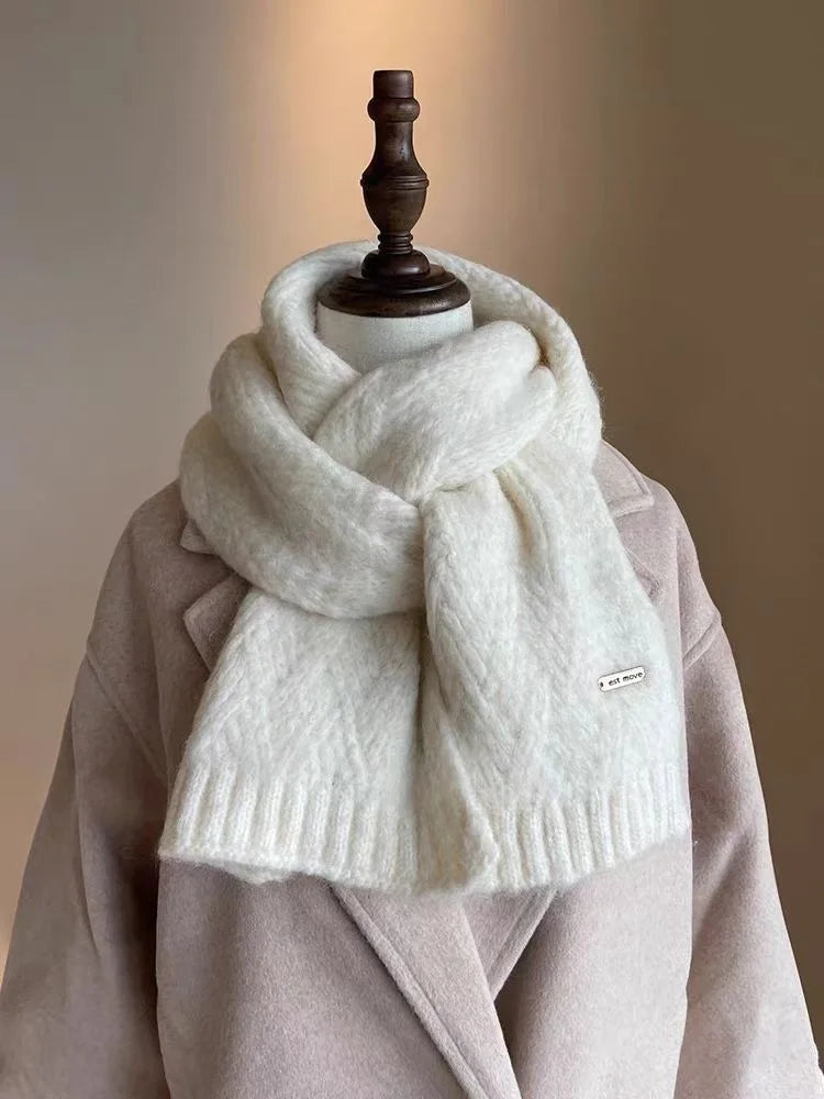 Women's Scarves Autumn Winter Thickened Warm Soft For Girl Comfortable Mink Fur Knitted Korean New Sweet Simple Versatile Scarfs