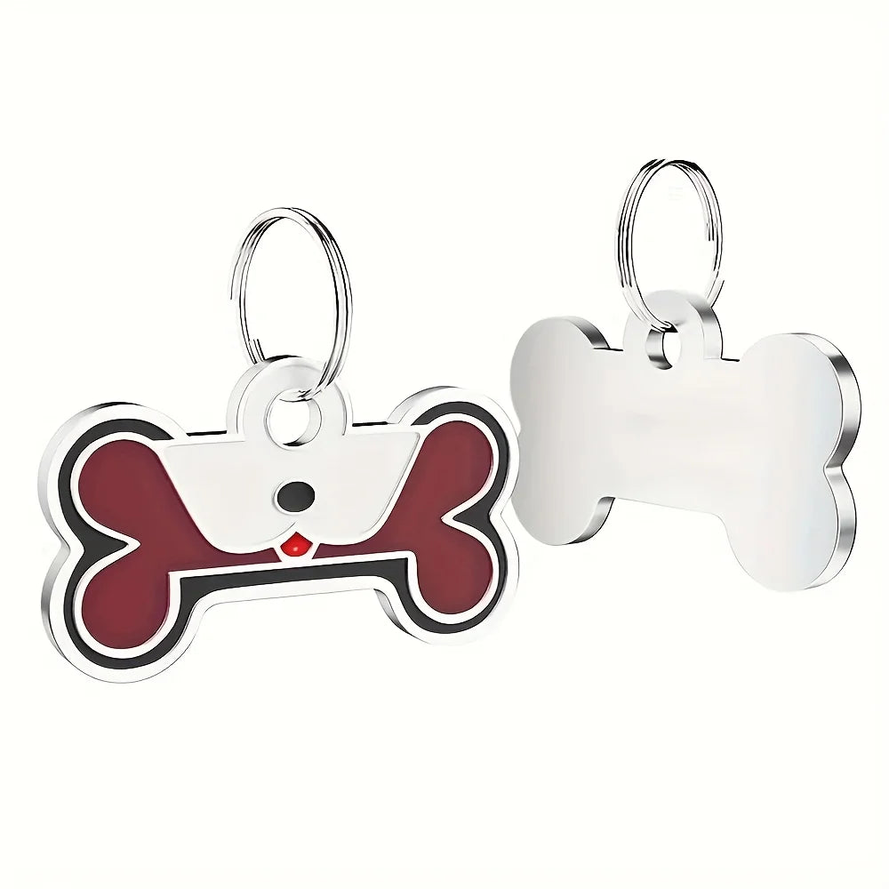 Custom Tags Custom Engraved Pet ID Tags, Personalized with Name, Birthday, Phone, Address - Durable Zinc Alloy Bone-Shaped Collar Pendant -