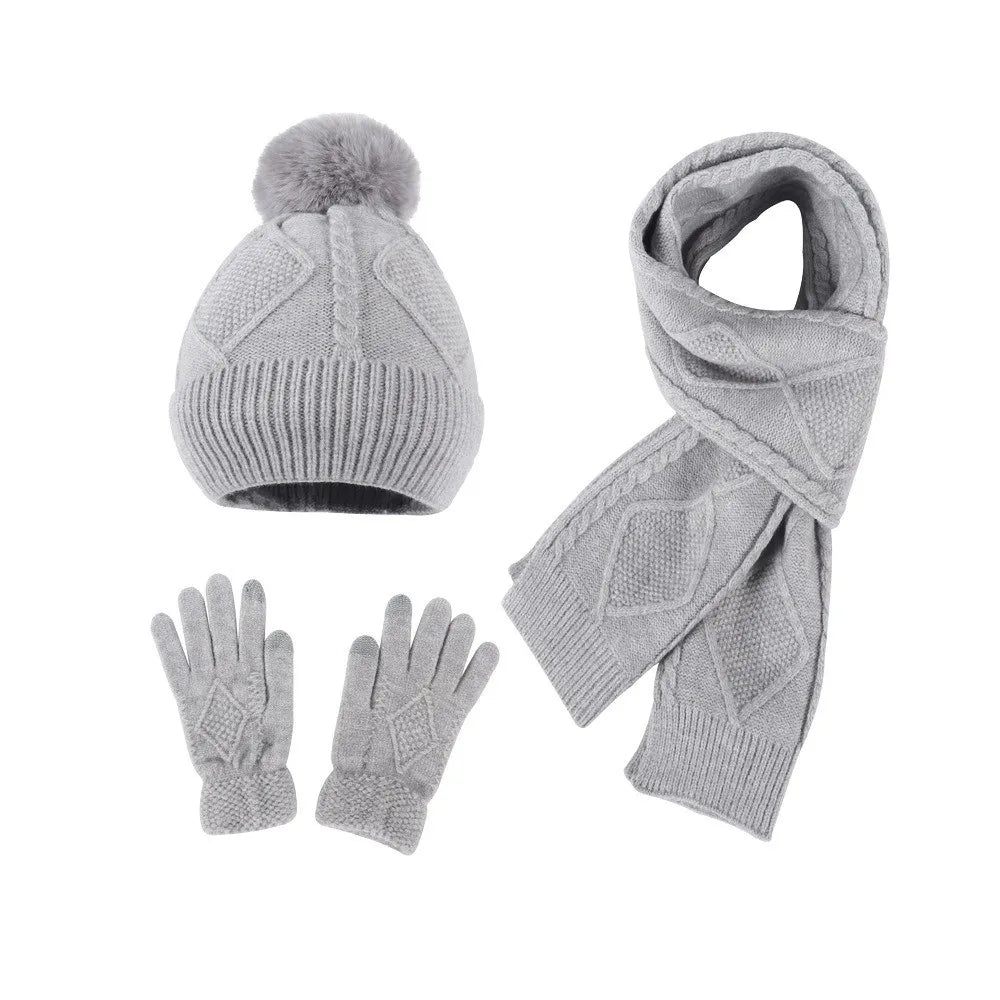 Beanies Cap Elastic Scarf and Hat Set Touch Screen Warm Cold Proof Gloves Acrylic Fibers Solid Color Pullover Cap Windproof