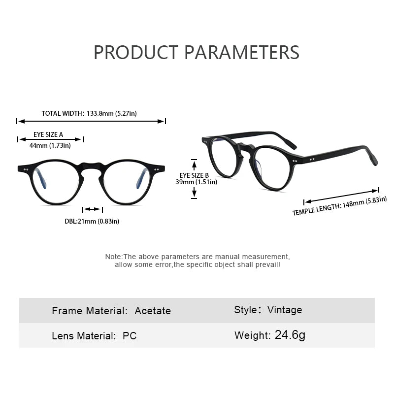 Fashion Retro Rivet Glasses For Men And Women High-Quality Plate Frames Trendy And Versatile Oval Frames With Transparent Lenses