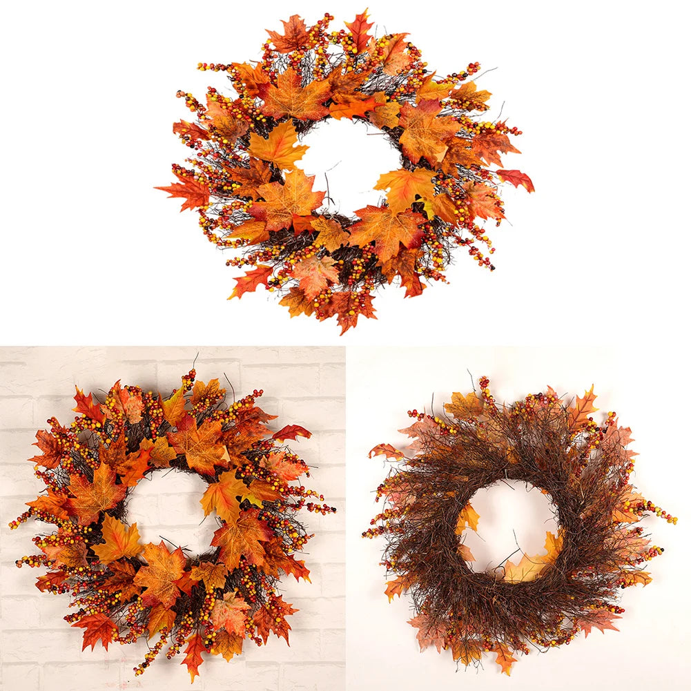 Door Decoration Autumn Decoration Christmas Celebration Weather Resistant Wreath For Seasons Festive Atmosphere