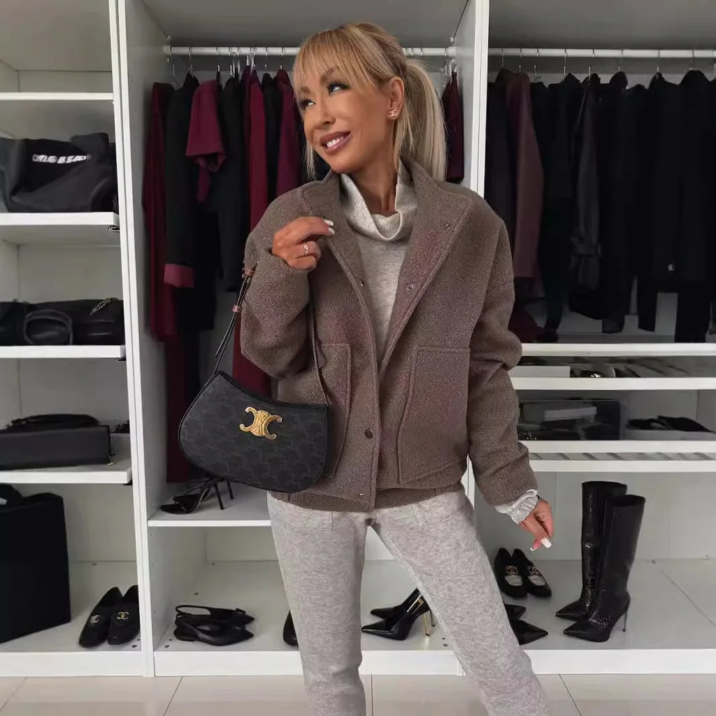 Women's Coats Autumn and Winter Long-sleeved Casual Loose Warm Woolen Coats and Jackets Women Fashion Wool & Blends Coat