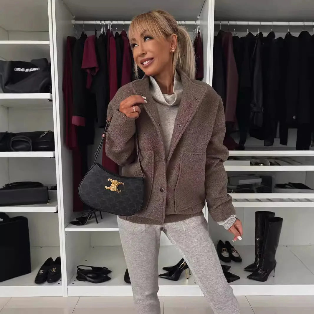 Women's Coats Autumn and Winter Long-sleeved Casual Loose Warm Woolen Coats and Jackets Women Fashion Wool & Blends Coat