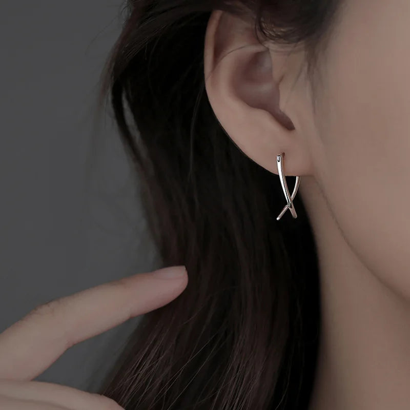 Trendy Jewelry Simply Earrings Unique Geometry Earrings For Women Gift Earings Fashion Jewelry Korean Silver Color Earrings