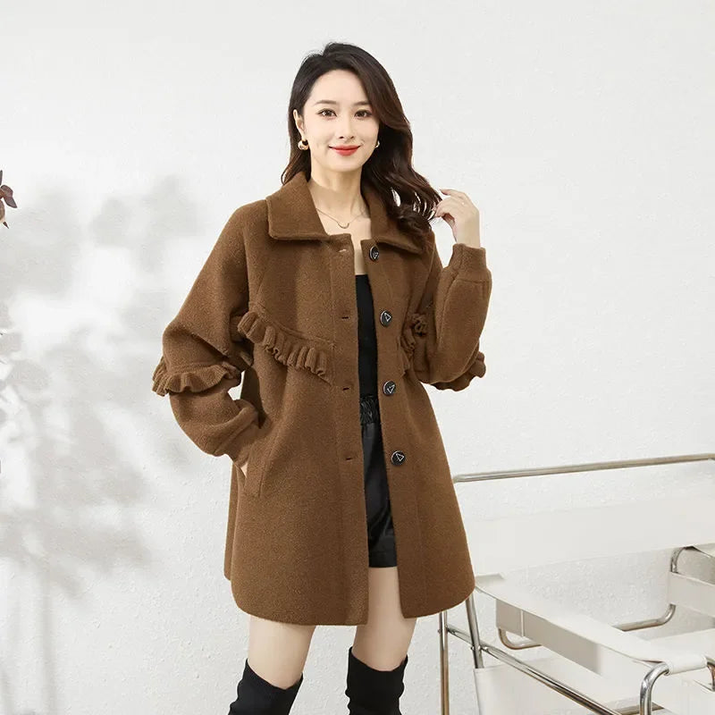 New Wool Coat with Fat Mid-length Fashion Double-sided Wool Coat
