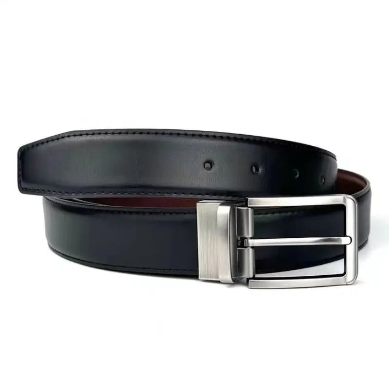 Genuine Leather Belt Double sided belt Men Belt Laser engraving Luxury Strap Male New Fashion Retro pin buckle High Quality