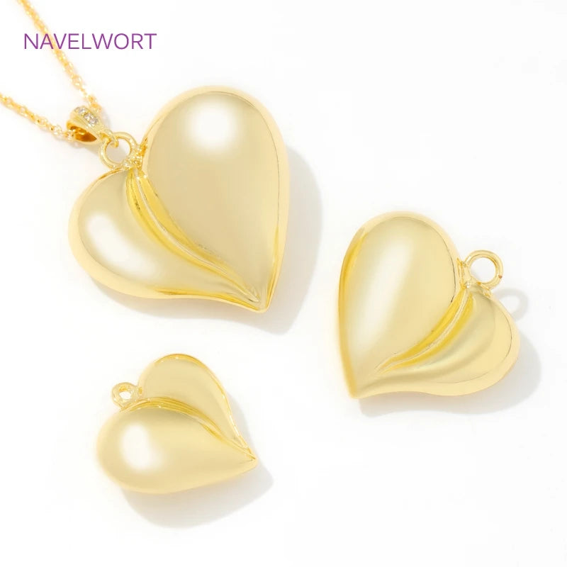 Pendants For Jewelry 18K Gold Plated Brass Heart Charms Pendants For Fashion Necklace Making Supplies DIY Jewelry Accessories