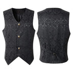 Men Steampunk Renaissance Cosplay Medieval Gothic Waistcoat Vest Vintage Vicotiran Jacquard Swallow Top Noble Fiveshell Costume