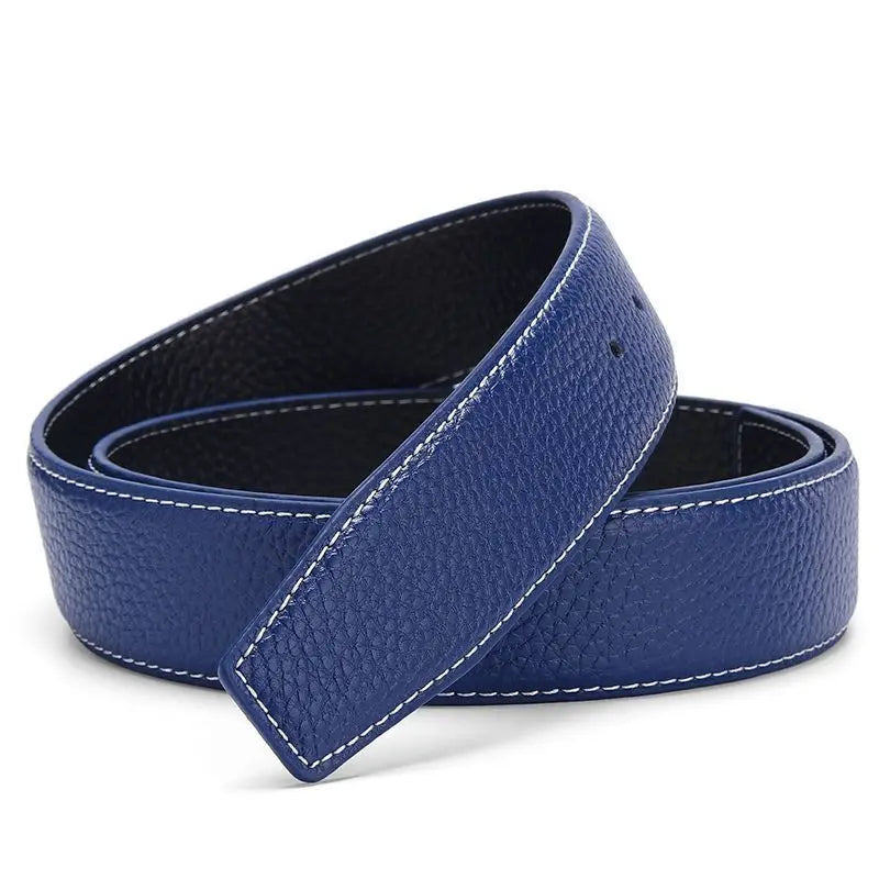 Luxury leather belt for men smooth surface double-sided usable top layer cowhide no buckle 3.8 wide without buckle belt