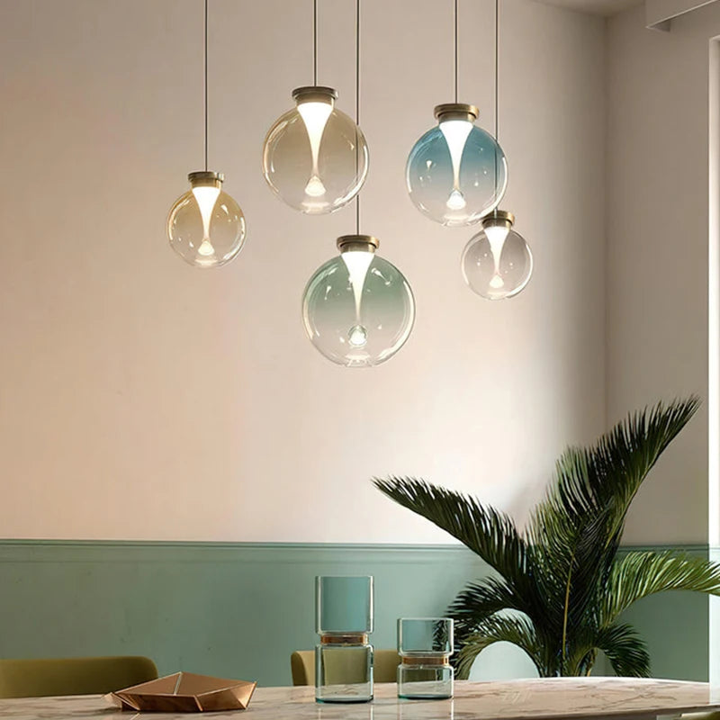 Designer Nordic Modern Minimalist Bedroom Headboard Creative Raindrop Restaurant Bar Glass Globe Aisle Balcony Chandelier