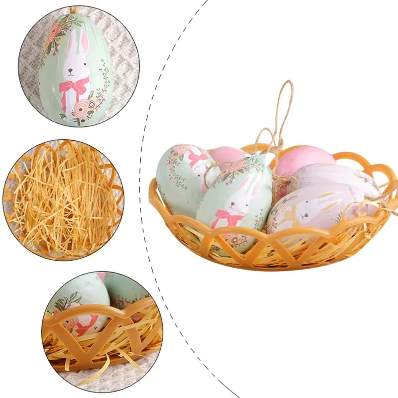 Easter Colorful Egg Basket,Hanging Ornaments & Pendants For Easter Parties Decorations, Ideal Kids Giftsm12k