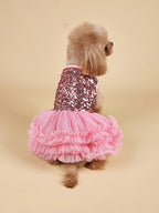 Pet Dresses Dog Dress Girl Dog Sleeveless  Clothes  Sequin Pet Apparel Doggie Tutu with Tulle Cat Clothing Puppy Dresses Doggy Costume