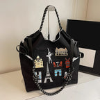 Embroidered handbags with niche designs, lightweight and portable large capacity shopping bags, fashionable retro handbags, and
